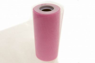 Фатин блестящий в шпульках 16-14, 12 гр/м2, шир. 15 см (в нам. 25+/-1 м), цвет розовый - купить в Липецке. Цена: 108.61 руб.
