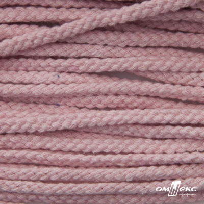 Шнур плетеный d-6 мм круглый, 70% хлопок 30% полиэстер, уп.90+/-1 м, цв.1087-розовый - купить в Липецке. Цена: 588 руб.