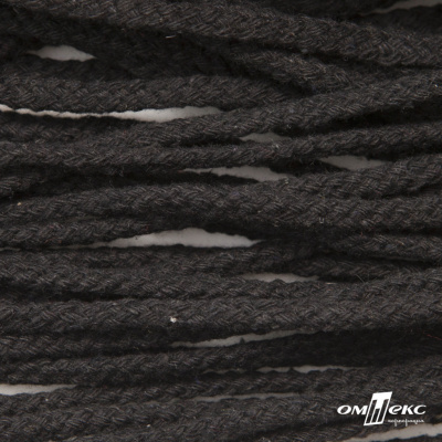 Шнур плетеный d-6 мм круглый, 70% хлопок 30% полиэстер, уп.90+/-1 м, цв.1078-черный - купить в Липецке. Цена: 588 руб.