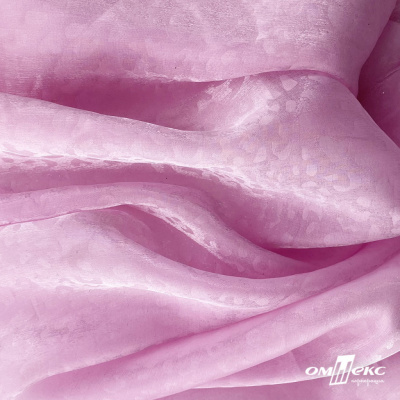 Плательная органза вытравка,100% полиэстр, шир. 150 см, #606 цв.-розовый - купить в Липецке. Цена 380.73 руб.