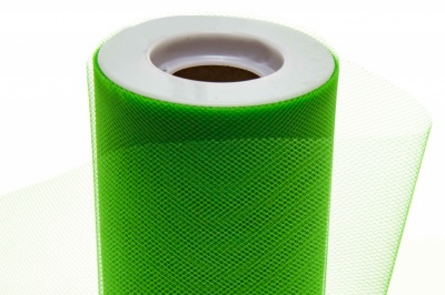 Фатин в шпульках 16-146, 10 гр/м2, шир. 15 см (в нам. 25+/-1 м), цвет зелёный - купить в Липецке. Цена: 100.69 руб.