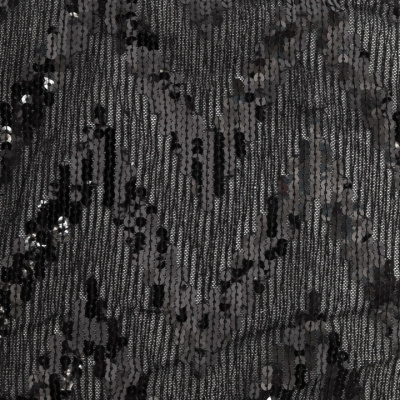 Трикотажное полотно с пайетками, шир.130 см, #311-бахрома чёрная - купить в Липецке. Цена 1 183.35 руб.