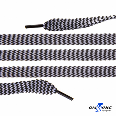 Шнурки #107-07, плоские 130 см, двухцветные цв.серый/чёрный - купить в Липецке. Цена: 23.03 руб.