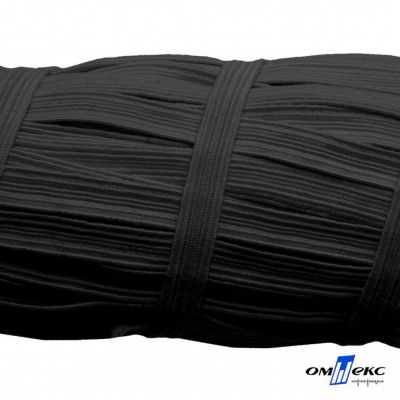 Резиновые нити с текстильным покрытием, шир. 6 мм (55 м/уп), цв.-черный - купить в Липецке. Цена: 210.75 руб.