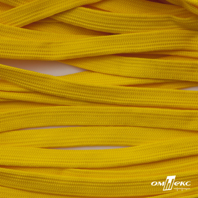 Шнур плетеный (плоский) d-12 мм, (уп.90+/-1м), 100% полиэстер, цв.269 - жёлтый - купить в Липецке. Цена: 8.62 руб.