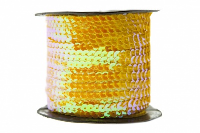 Пайетки "ОмТекс" на нитях, CREAM, 6 мм С / упак.73+/-1м, цв. 92 - золото - купить в Липецке. Цена: 484.77 руб.