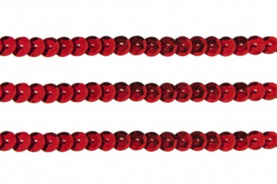 Пайетки "ОмТекс" на нитях, SILVER-BASE, 6 мм С / упак.73+/-1м, цв. 3 - красный - купить в Липецке. Цена: 468.37 руб.