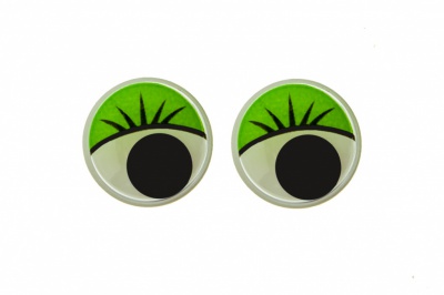 Глазки для игрушек, круглые, с бегающими зрачками, 15 мм/упак.50+/-2 шт, цв. -зеленый - купить в Липецке. Цена: 113.01 руб.