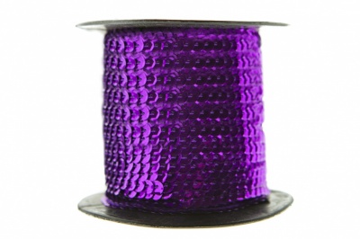 Пайетки "ОмТекс" на нитях, SILVER-BASE, 6 мм С / упак.73+/-1м, цв. 12 - фиолет - купить в Липецке. Цена: 300.55 руб.