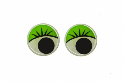 Глазки для игрушек, круглые, с бегающими зрачками, 12 мм/упак.50+/-2 шт, цв. -зеленый - купить в Липецке. Цена: 95.04 руб.