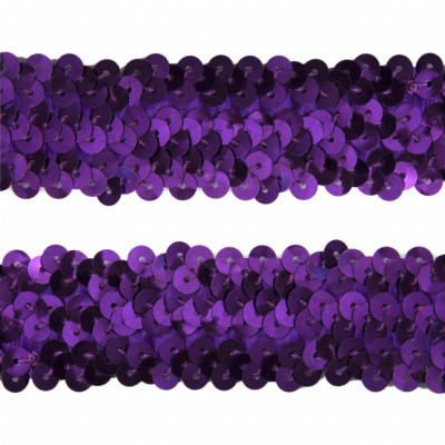 Тесьма с пайетками 12, шир. 30 мм/уп. 25+/-1 м, цвет фиолет - купить в Липецке. Цена: 1 098.48 руб.