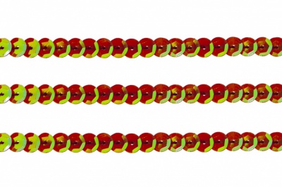 Пайетки "ОмТекс" на нитях, CREAM, 6 мм С / упак.73+/-1м, цв. 96 - красный - купить в Липецке. Цена: 484.77 руб.