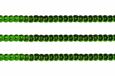 Пайетки "ОмТекс" на нитях, SILVER-BASE, 6 мм С / упак.73+/-1м, цв. 4 - зеленый - купить в Липецке. Цена: 484.77 руб.