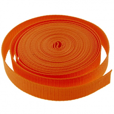 Стропа текстильная, шир. 25 мм (в нам. 50+/-1 ярд), цвет оранжевый - купить в Липецке. Цена: 409.94 руб.