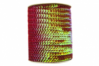 Пайетки "ОмТекс" на нитях, CREAM, 6 мм С / упак.73+/-1м, цв. 96 - красный - купить в Липецке. Цена: 484.77 руб.